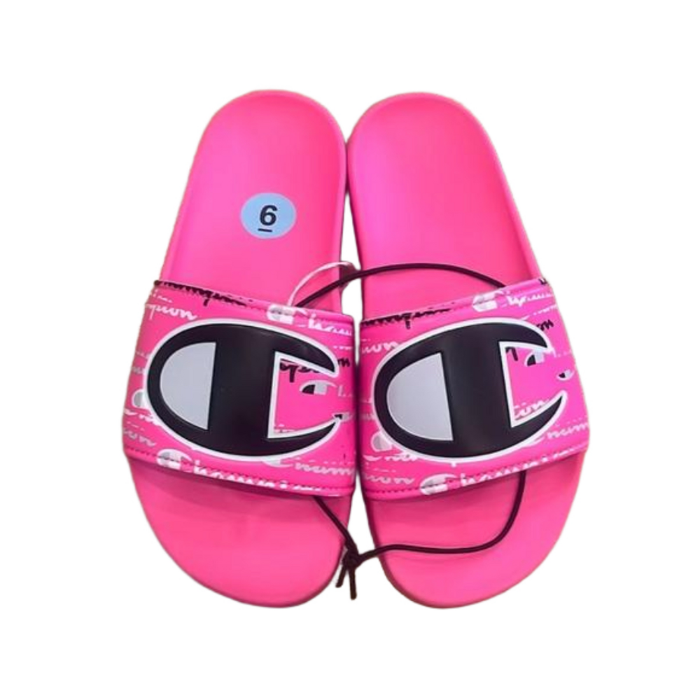 Champion neon pink slides sandals bright slip on size 6 New